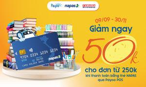 Giảm ngay 50.000 đồng khi thanh toán tại Fahasa với thẻ NAPAS