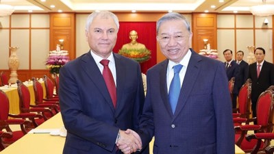 Tổng Bí thư Tô Lâm tiếp Chủ tịch Duma Quốc gia Nga Vyacheslav Volodin