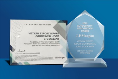 Eximbank tiếp tục nhận giải thưởng Chất lượng thanh toán quốc tế xuất sắc năm 2022