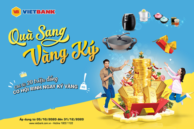 Cơ hội trúng 1 kg vàng 9999 khi gửi tiết kiệm tại Vietbank