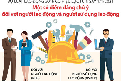 [Infographics] Bộ luật Lao động 2019 có hiệu lực từ ngày 1/1/2021