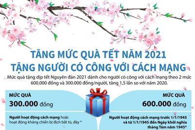 [Infographics] Tăng mức quà Tết năm 2021 tặng người có công với cách mạng