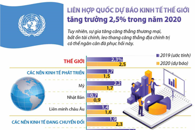 [Infographics] Liên hợp quốc dự báo kinh tế thế giới tăng trưởng 2,5% trong năm 2020