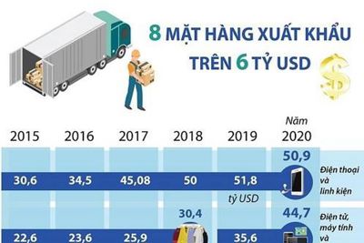 [Infographics] Những mặt hàng nào xuất khẩu trên 6 tỷ USD?