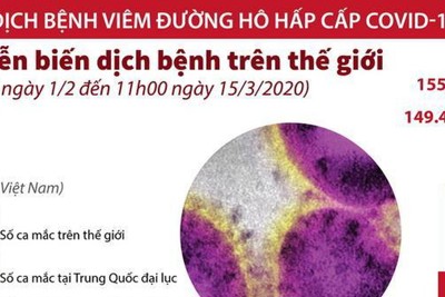 [Infographics] Diễn biến dịch bệnh trên thế giới, từ ngày 1/2 đến 11 giờ ngày 15/3