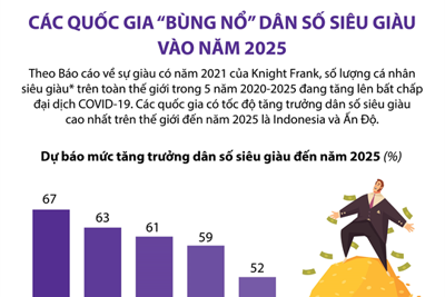 [Infographics] Các quốc gia “bùng nổ” dân số siêu giàu vào năm 2025