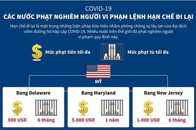 [Infographics] Mức phạt mà các nước áp dụng với người vi phạm lệnh hạn chế đi lại