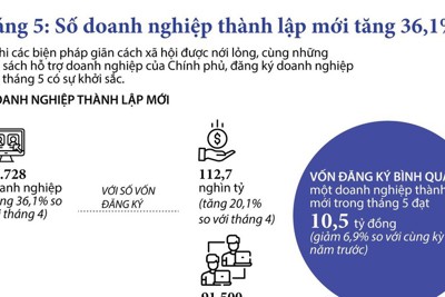 [Infographics] Tình hình đăng ký doanh nghiệp trong tháng 5 khởi sắc