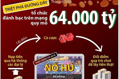 [Infographics] Đường dây đánh bạc trên mạng quy mô 64.000 tỷ hoạt động như thế nào?