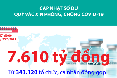 [Infographics] Quỹ Vắc xin phòng, chống Covid-19 đã tiếp nhận ủng hộ 7.610 tỷ đồng