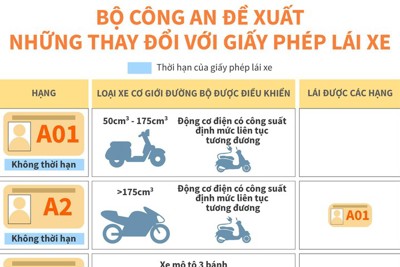 [Infographics] Bộ Công an đề xuất những thay đổi với giấy phép lái xe