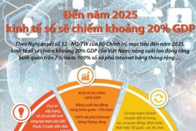 [Infographics] Đến năm 2025, kinh tế số sẽ chiếm khoảng 20% GDP