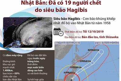 [Infographics] Nhật Bản: Đã có 19 người chết do siêu bão Hagibis