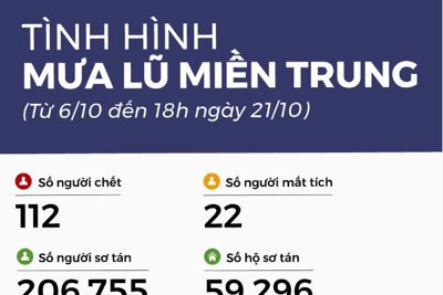 [Infographics] Thiệt hại mưa lũ ở miền Trung 15 ngày qua