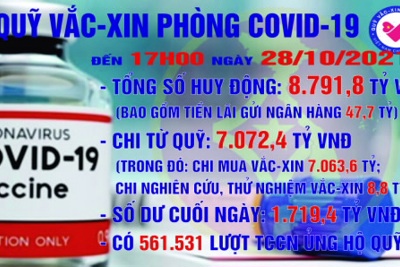 [Infographics] Quỹ Vắc xin phòng, chống COVID-19 còn dư 1.719,4 tỷ đồng