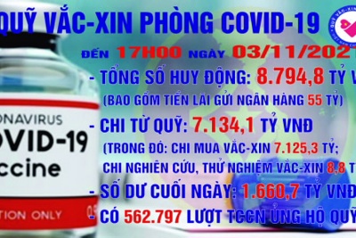 Quỹ Vắc xin phòng, chống COVID-19 còn dư 1.660,7 tỷ đồng