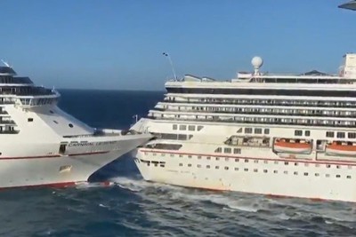 [Video] Khoảnh khắc hai du thuyền khổng lồ đâm nhau trên biển Caribê 