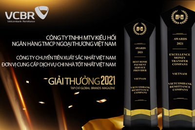 Công ty Kiều hối Vietcombank nhận 2 giải thưởng quốc tế lớn