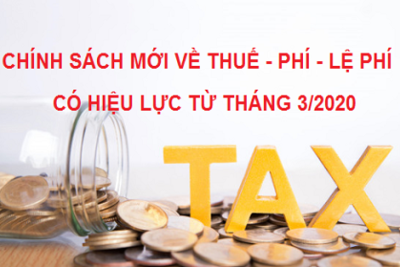 Chính sách mới về thuế, phí, lệ phí có hiệu lực từ tháng 3/2020