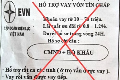 Cảnh báo giả mạo thương hiệu EVN để quảng cáo cho vay tín chấp