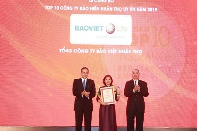 Bảo Việt Nhân thọ dẫn đầu top 10 “công ty bảo hiểm nhân thọ uy tín 2019”