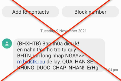 Cảnh báo về tin nhắn lừa đảo nhận hỗ trợ từ Quỹ Bảo hiểm thất nghiệp