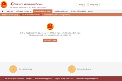 Vietcombank - Ngân hàng duy nhất thanh toán trực tuyến theo cơ chế đăng nhập một lần trên Cổng Dịch vụ công quốc gia