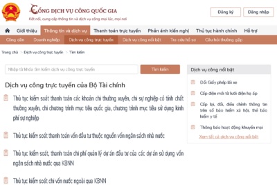 Kho bạc Nhà nước cung cấp 04 dịch vụ công thuộc lĩnh vực kho bạc nhà nước trên Cổng Dịch vụ công Quốc gia