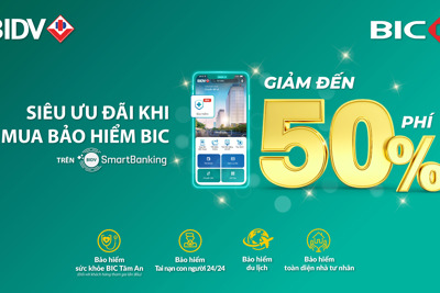 Mua bảo hiểm BIC qua ứng dụng BIDV SmartBanking khách hàng được giảm 50% phí bảo hiểm