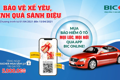 Tặng 5 triệu đồng cho khách hàng khi mua bảo hiểm vật chất ô tô qua ứng dụng BIC Online