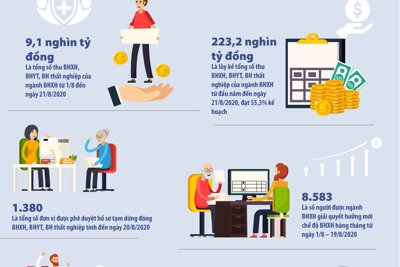 [Infographics] Kết quả tích cực của ngành BHXH 8 tháng đầu năm 2020