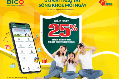 Tải app BIC online, nhận ưu đãi 25% bảo hiểm sức khỏe