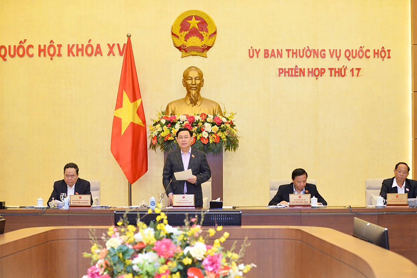 Chủ tịch Quốc hội Vương Đình Huệ phát biểu khai mạc Phiên họp thứ 17 của Ủy ban Thường vụ Quốc hội.