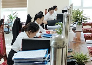 Cục Thuế Bình Định đã hỗ trợ cài đặt ứng dụng lưu trú trực tuyến trên máy tính cho doanh nghiệp. Ảnh: TTHT