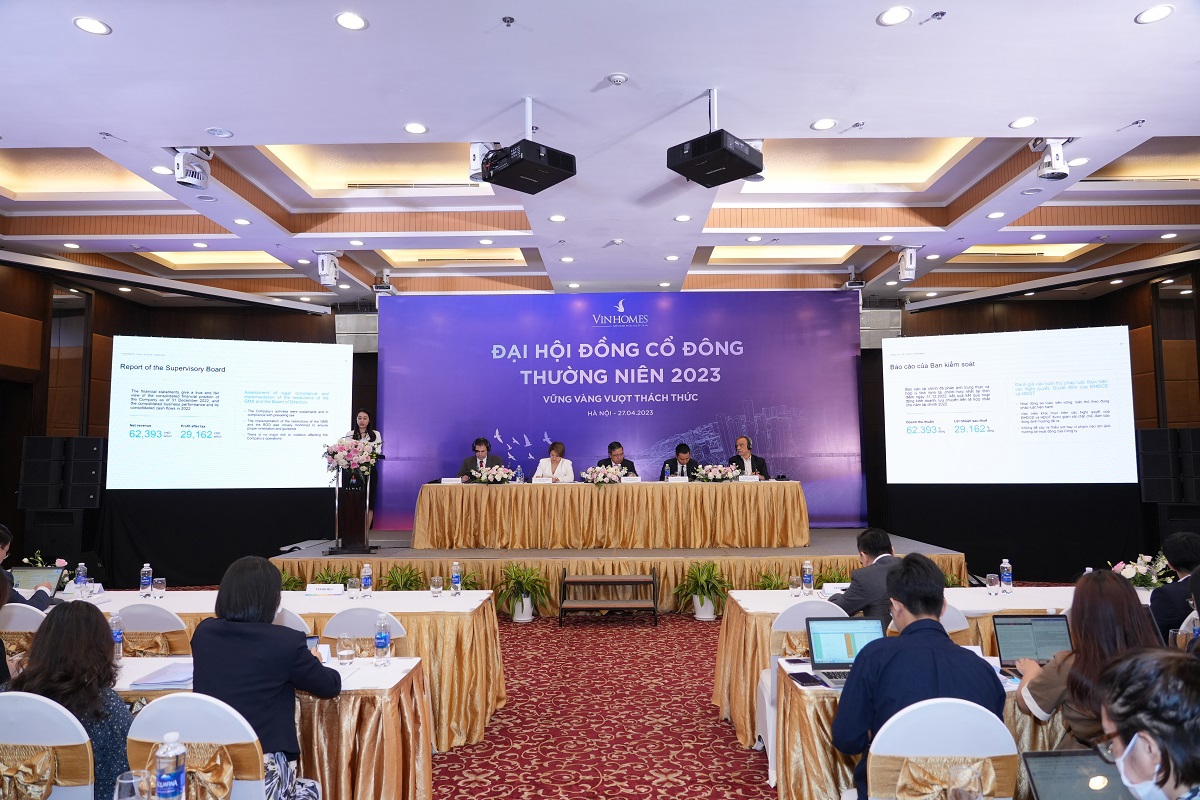 Thông tin trên được lãnh đạo Vinhomes chia sẻ trong Đại hội cổ đông thường niên tổ chức ngày 27/4/2023. Ảnh: VHM