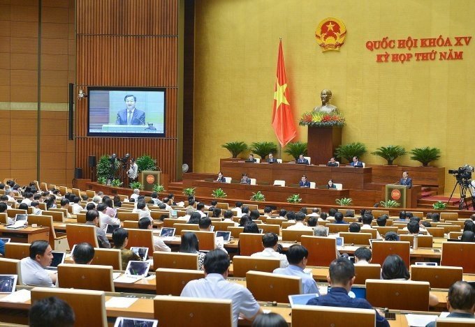 Quang cảnh phiên chất vấn Thủ tướng Chính phủ Lê Minh Khái sáng 8/6/2023.