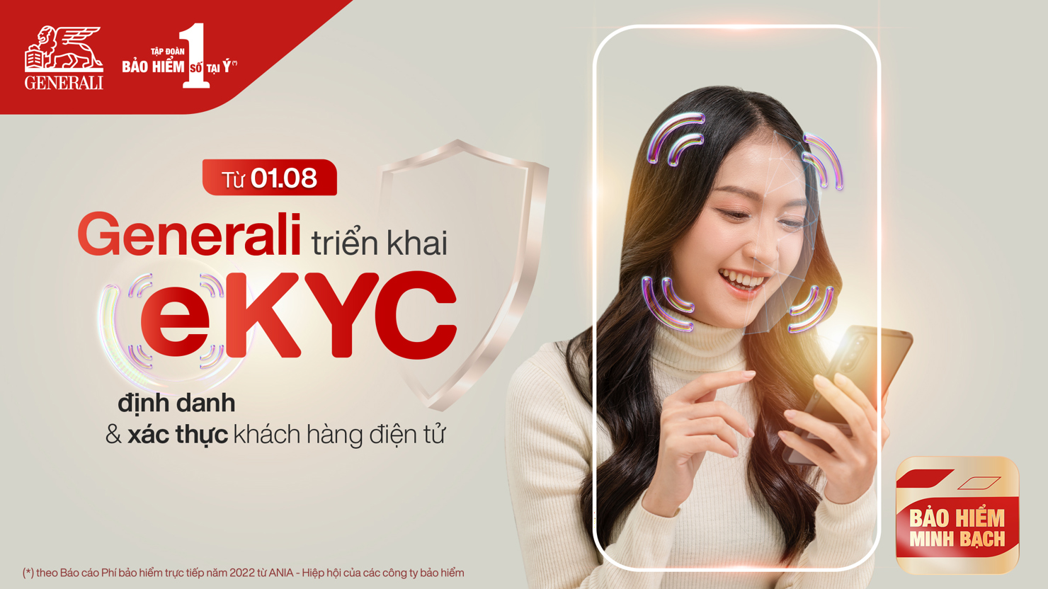 Triển khai e-KYC từ ngày 01/8/2023 là bước tiến mới của Generali nhằm thực hiện chiến lược “Bảo hiểm minh bạch”.