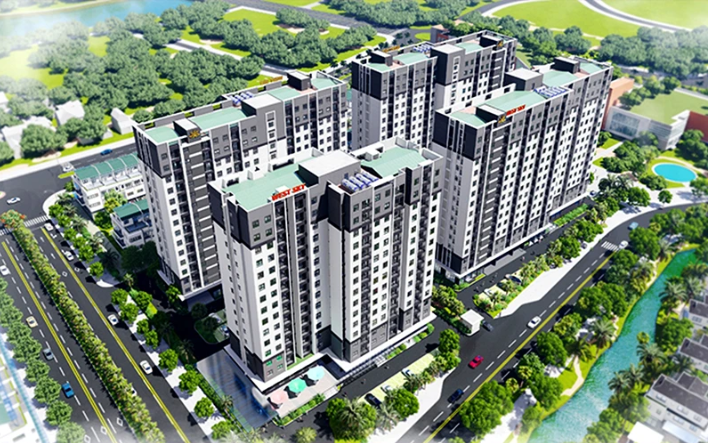 Phối cảnh dự án nhà ở xã hội trên quỹ đất 20% thuộc Dự án nhà ở thương mại Khu phức hợp Thủy Vân (thành phố Huế) giai đoạn 2.