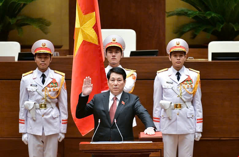 Tân Chủ tịch nước Lương Cường phát biểu nhậm chức.