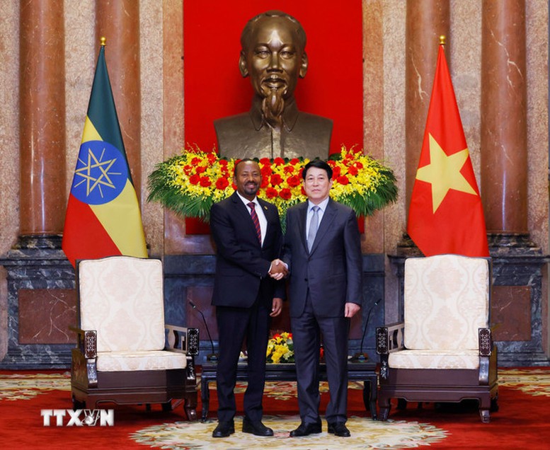 Chủ tịch nước Lương Cường và Thủ tướng Ethiopia Abiy Ahmed Ali - Ảnh: TTXVN