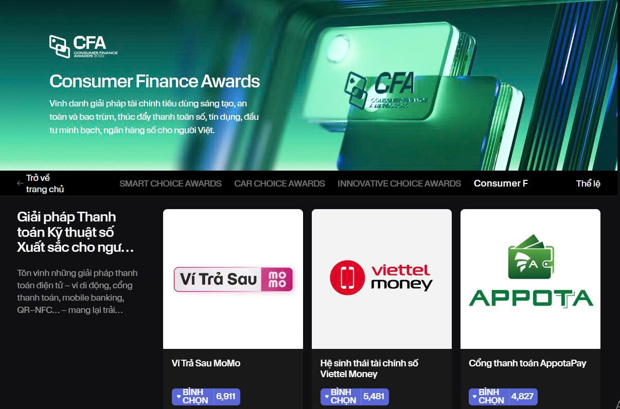Consumer Finance Awards nhằm vinh danh các giải pháp đổi mới sáng tạo về tài chính số.