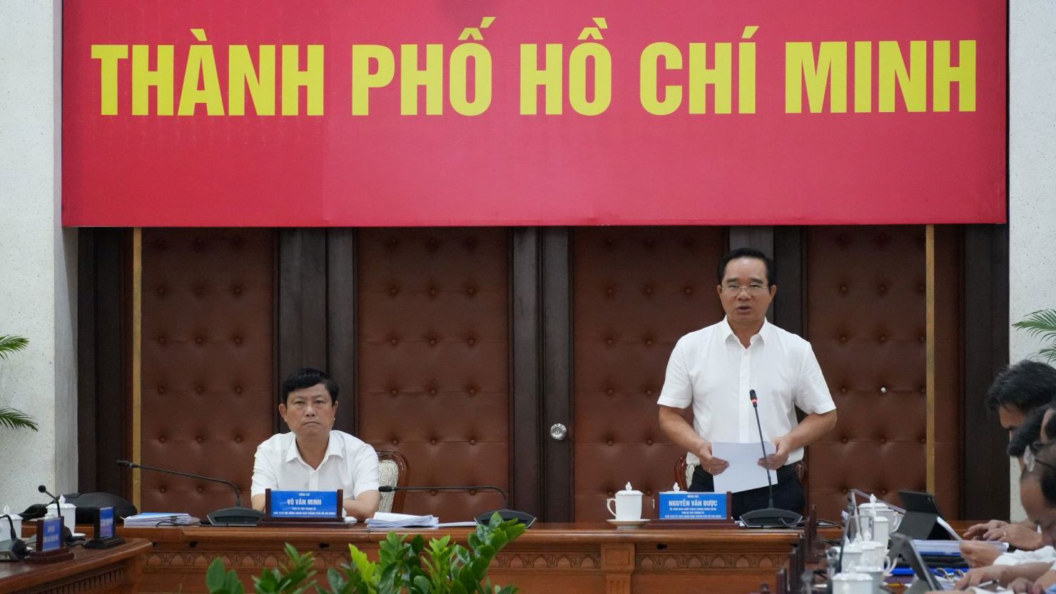 Chủ tịch UBND TP. Hồ Chí Minh Nguyễn Văn Được phát biểu tại cuộc họp