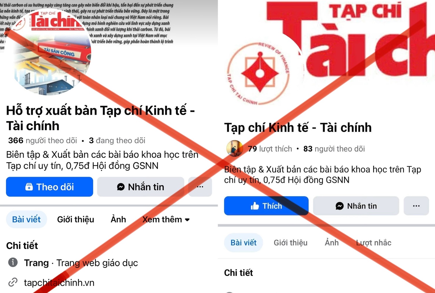 Một số trang giả mạo Tạp chí Kinh tế - Tài chính.