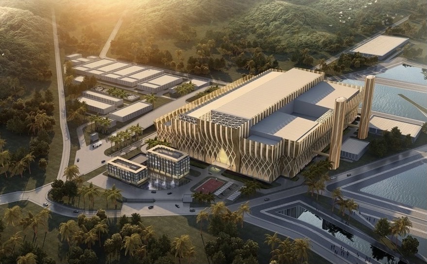 Phối cảnh minh họa nhà máy xử lý rác thải sinh hoạt tỉnh Vĩnh Long sử dụng công nghệ đốt thu hồi năng lượng phát điện. Ảnh: Trang tin điện tử Vĩnh Long