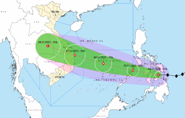 Dự báo vị trí và đường đi của bão KALMAEGI.