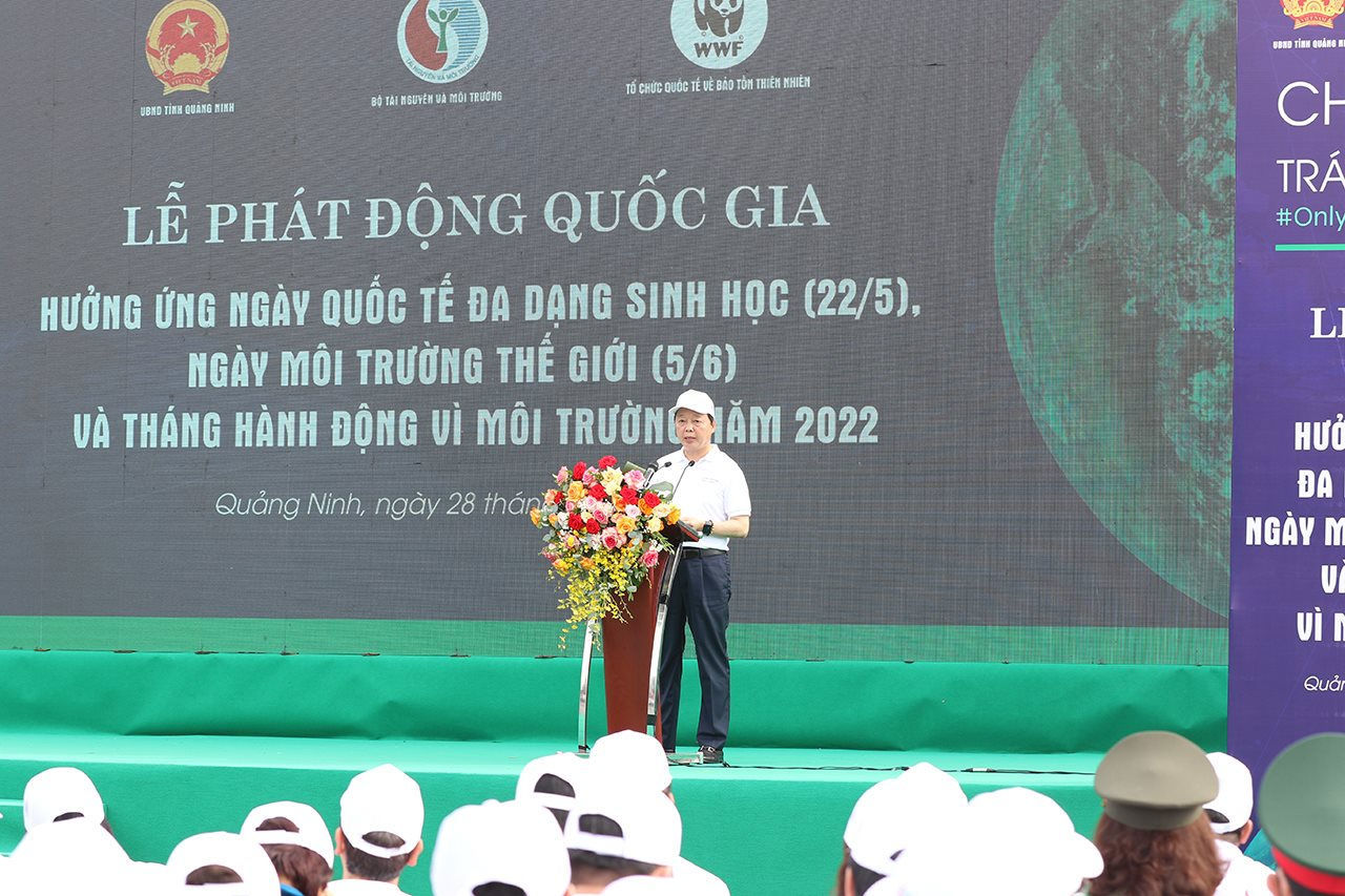Bộ trưởng Bộ TN&MT Trần Hồng Hà phát biểu tại buổi lễ.