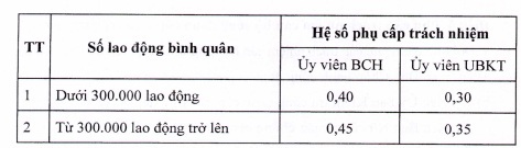 Quy định mới về chế độ phụ cấp đối với cán bộ công đoàn - Ảnh 3