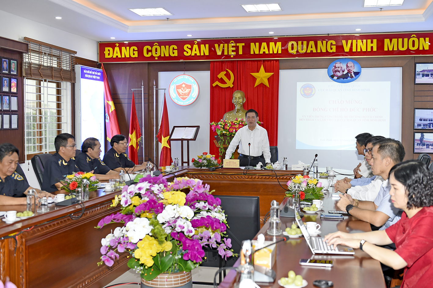 Bộ trưởng Hồ Đức Phớc phát biểu chỉ đạo tại cuộc làm việc với Cục Hải quan tỉnh Bình Định.