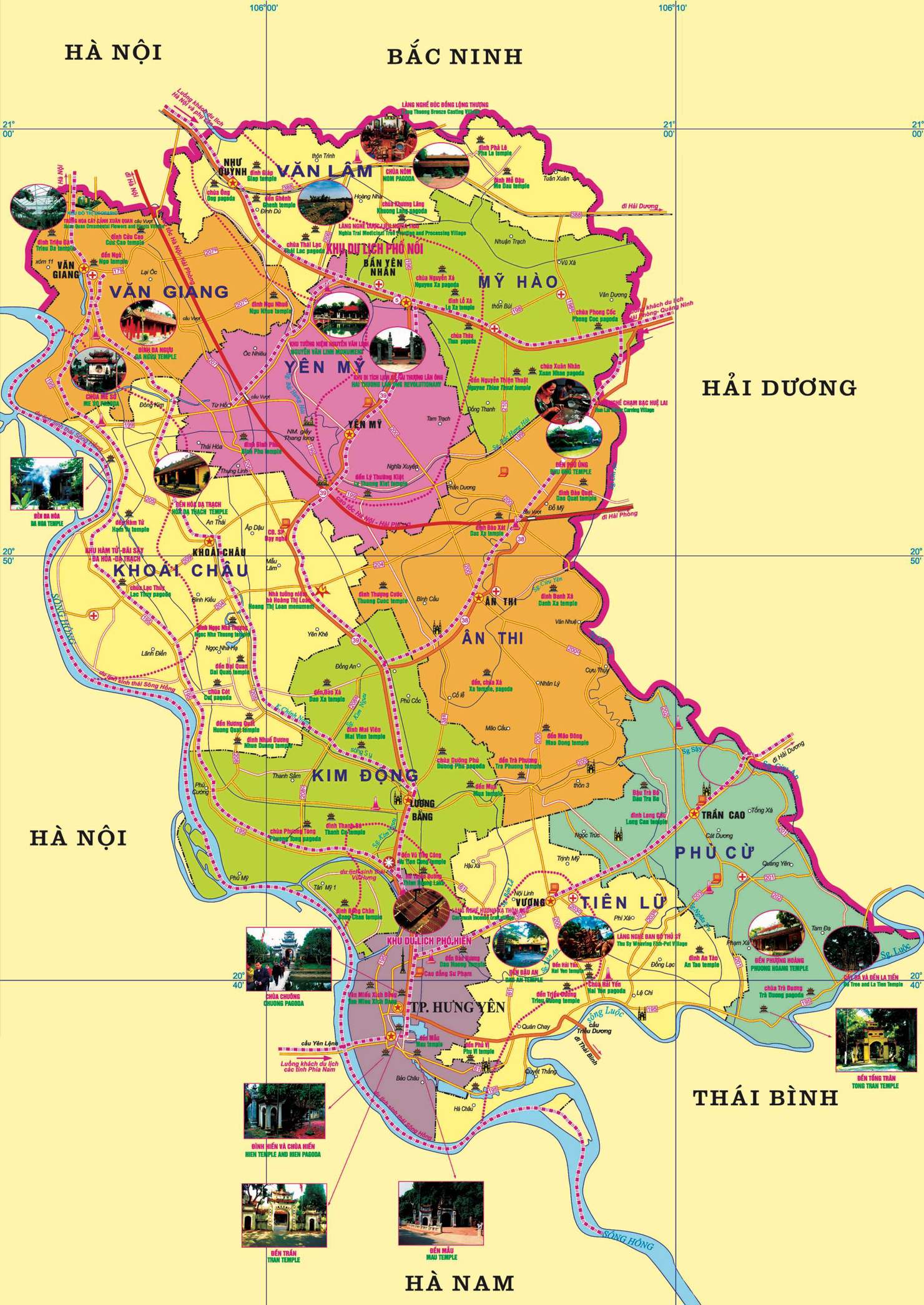Bản đồ tỉnh Hưng Yên.