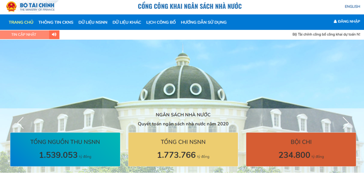 Từ năm 2020, Bộ Tài chính đã vận hành Cổng công khai ngân sách nhà nước.
